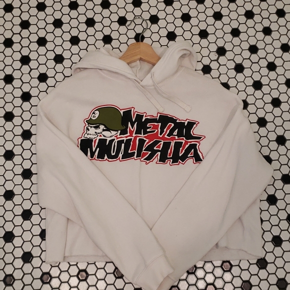 White Metal Mulisha Crop Hoodie - Picture 4 of 4